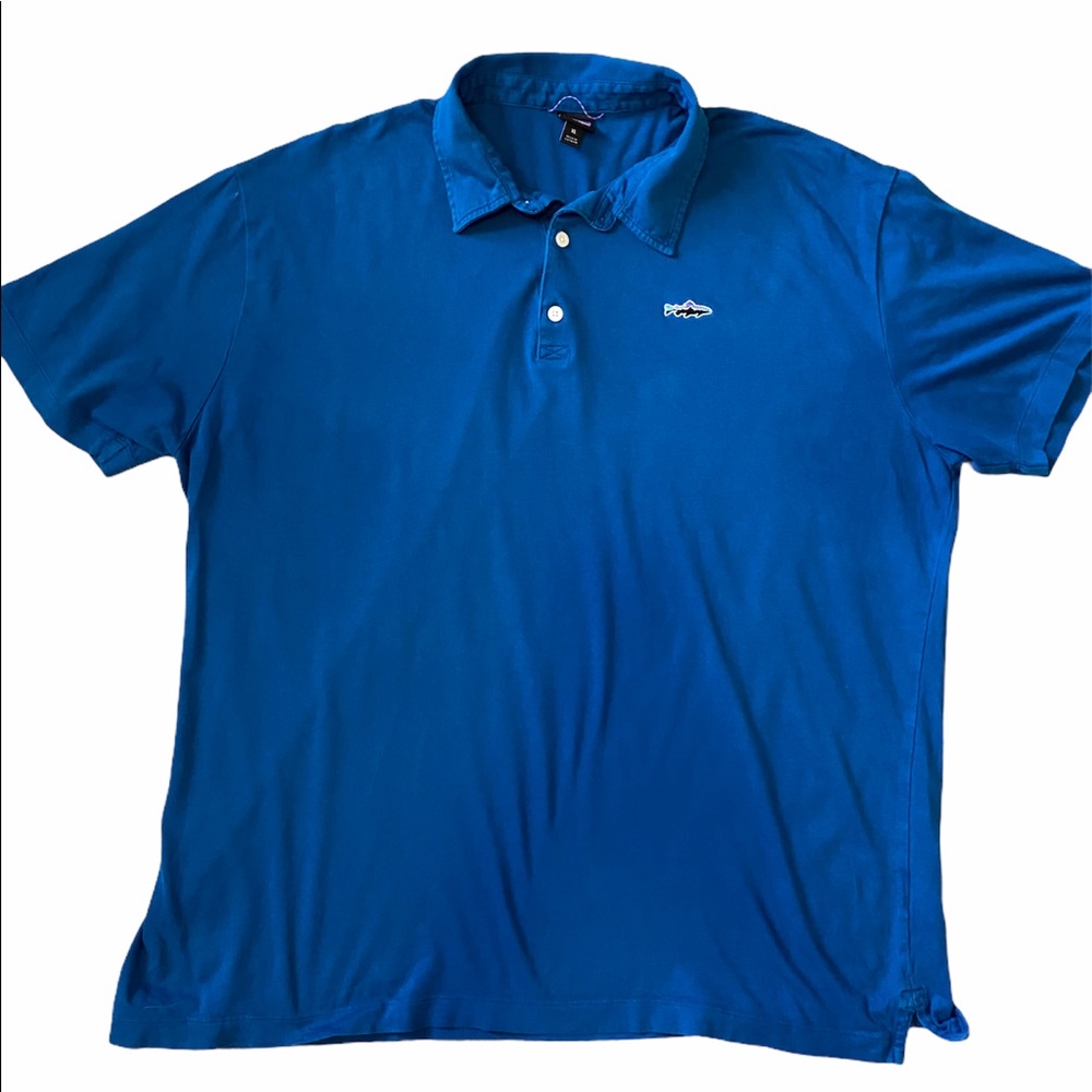 Patagonia teal organic cotton fish polo shirt XL